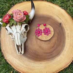 Western pink flower earrings